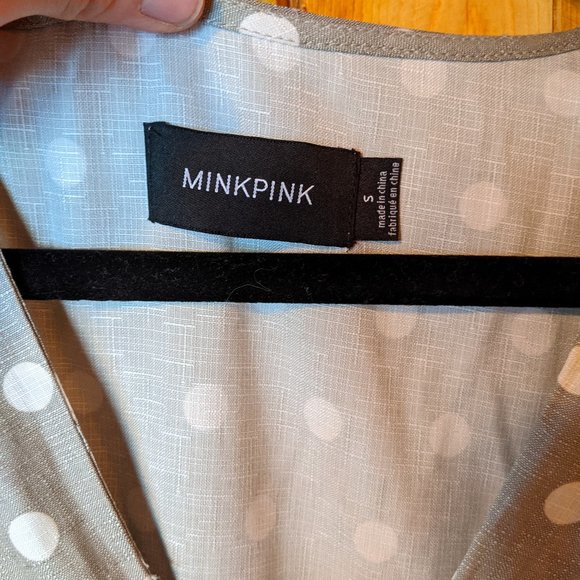 MINKPINK Olive Polkadot Cape Dress - Size S - Picture 8 of 8